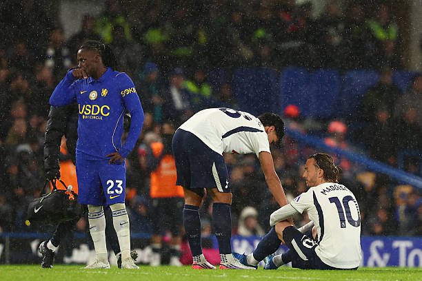James Maddison went down with a suspected groin injury in Tottenham's 2-0 win at Chelsea.