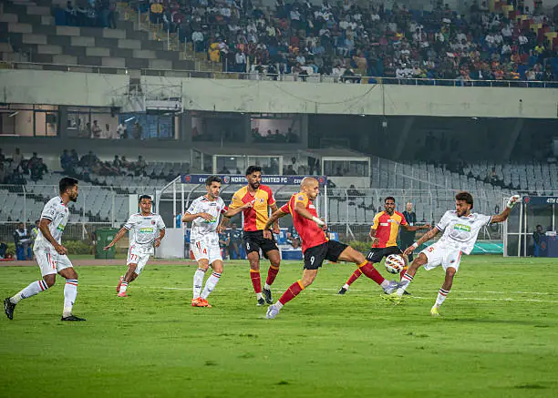 ISL 2026-27 match action between NorthEast United and East Bengal