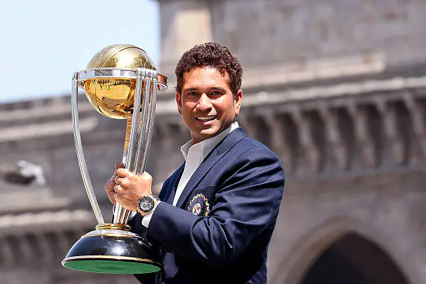 Sachin Tendulkar celebrates his 100th international century for India